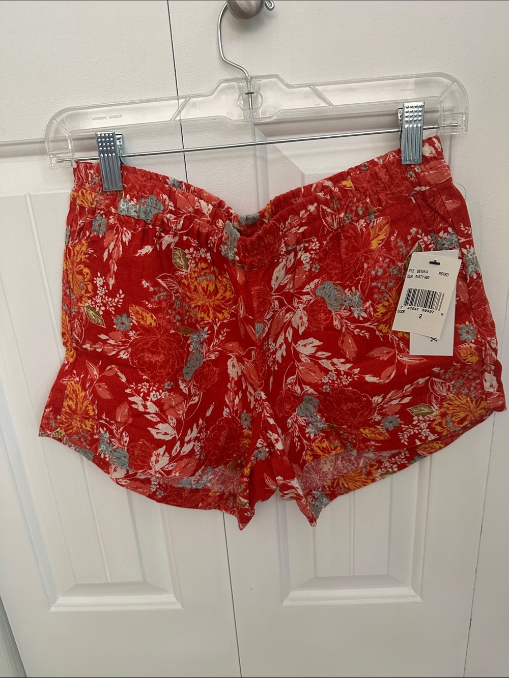 Kut from the Kloth Red Floral Elastic-Waist Shorts